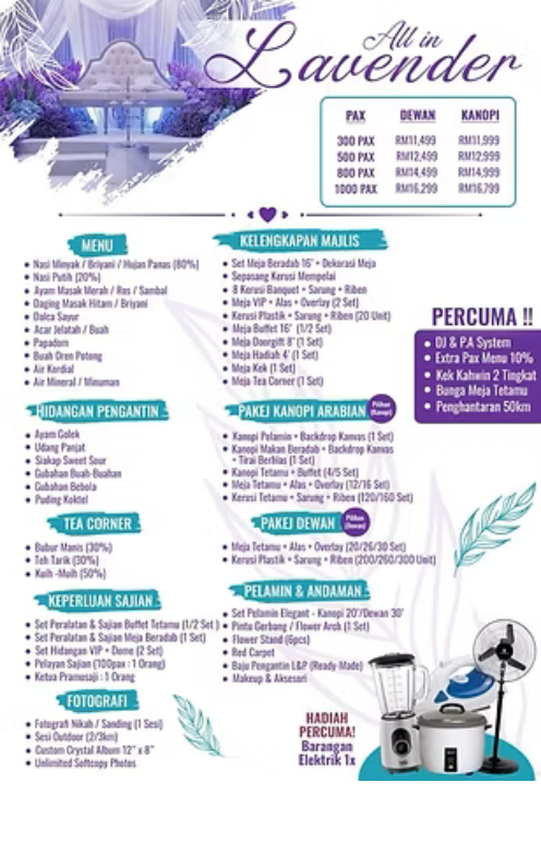 Lavender Complete Hall Package